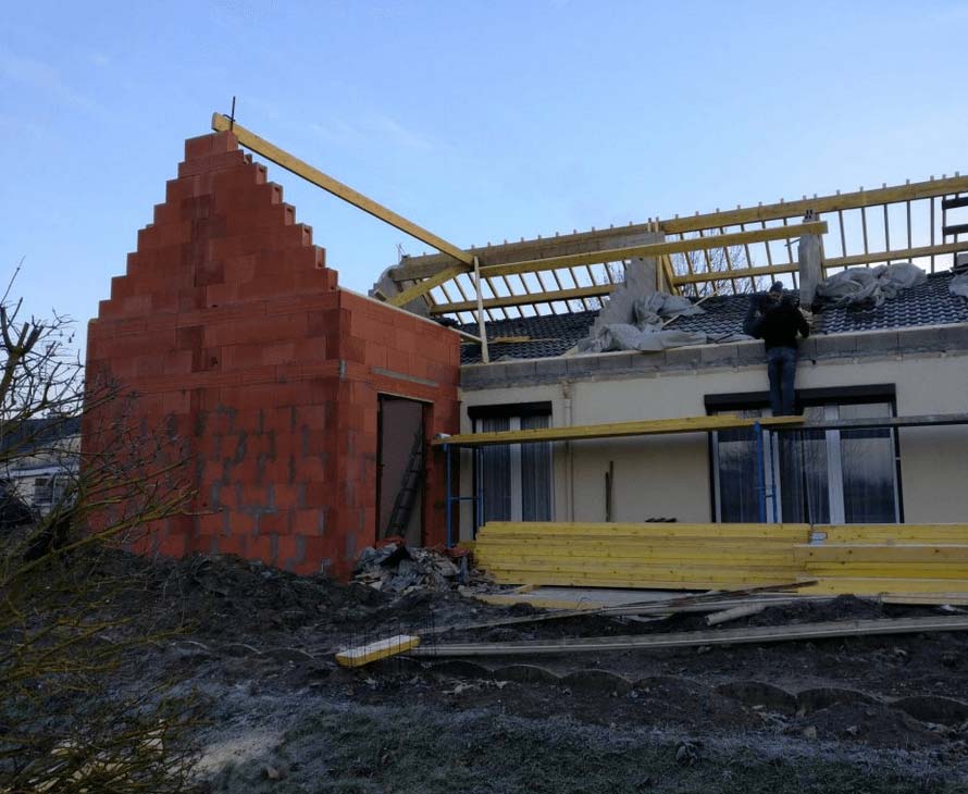 Extension de maison en cours de réalisation